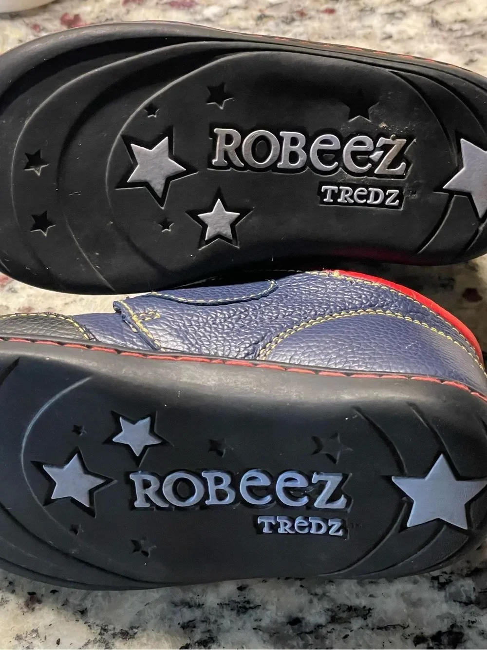 Kids Navy and Red Leather Slip-On Shoes